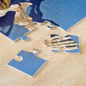 Harbour-zeehond met een blauwe achtergrond legpuzzel (Zijkant)