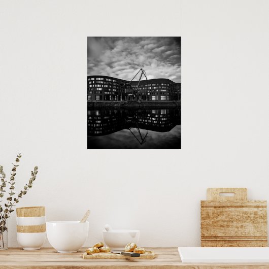 Harbourside Reflection in Winter – Duisburg Poster (Keuken)