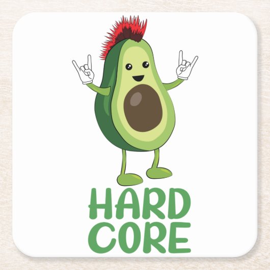 Hard Core Avocado Funny Kartonnen Onderzetters (Voorkant)