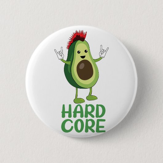 Hard Core Avocado Funny Ronde Button 5,7 Cm (Voorkant)