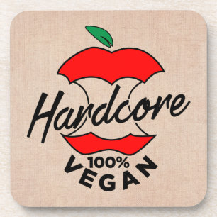 Hard Core Vegan, Apple Core Vegan, Hardcore Vegan Bier Onderzetter