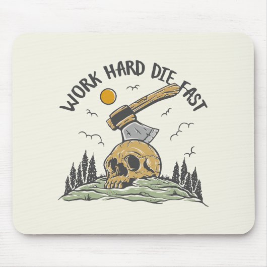 Hard Die Fast Skull Ax Muismat (Voorkant)