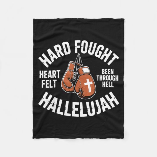 Hard Fought Hallelujah Boxing Gloves Christian Box Fleece Deken (Voorkant)