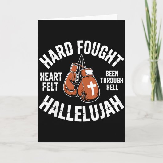 Hard Fought Hallelujah Boxing Gloves Christian Box Kaart (Voorkant)