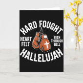 Hard Fought Hallelujah Boxing Gloves Christian Box Kaart (Gele Bloem)