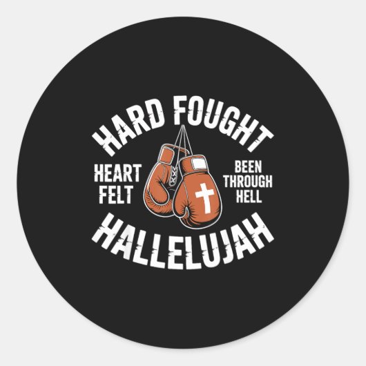 Hard Fought Hallelujah Boxing Gloves Christian Box Ronde Sticker (Voorkant)