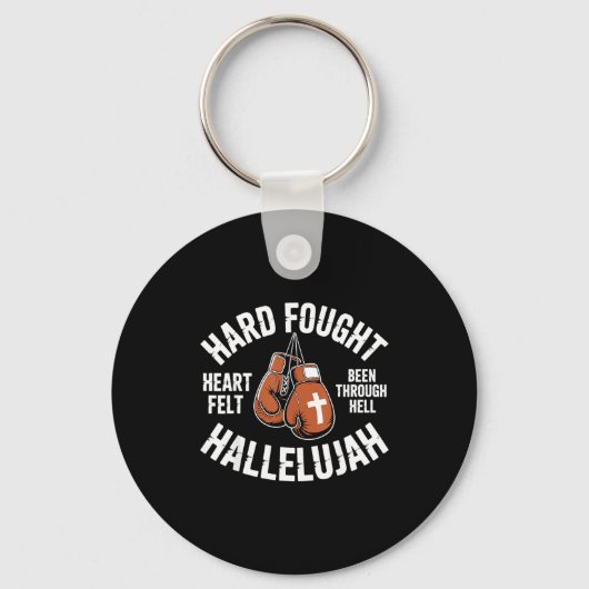 Hard Fought Hallelujah Boxing Gloves Christian Box Sleutelhanger (Voorkant)