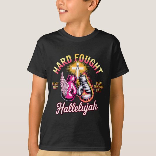 Hard Fought Hallelujah Boxing Gloves Faith  T-shirt (Voorkant)
