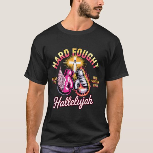 Hard Fought Hallelujah Boxing Gloves Faith  T-shirt (Voorkant)