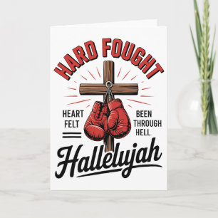 Hard Fought Hallelujah Christelijk Boksen Kruis St Kaart