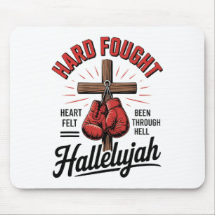 Hard Fought Hallelujah Christelijk Boksen Kruis St Muismat
