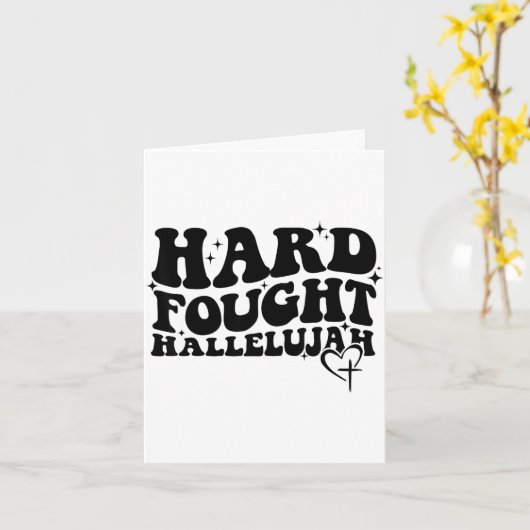 Hard Fought Hallelujah Cross Heart Sparkle Art Kaart (Gele Bloem)