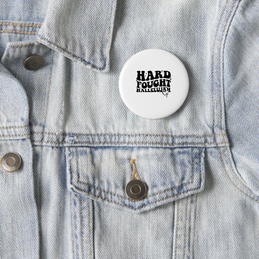 Hard Fought Hallelujah Cross Heart Sparkle Art  Ronde Button 5,7 Cm (In situ)