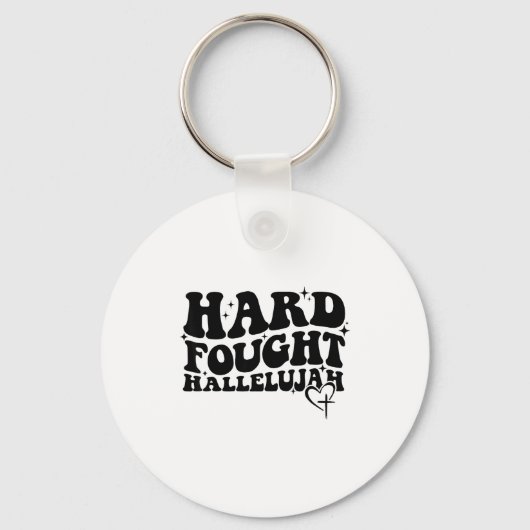 Hard Fought Hallelujah Cross Heart Sparkle Art Sleutelhanger (Voorkant)