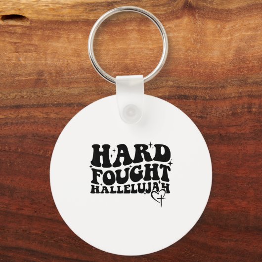 Hard Fought Hallelujah Cross Heart Sparkle Art Sleutelhanger (Voorkant)