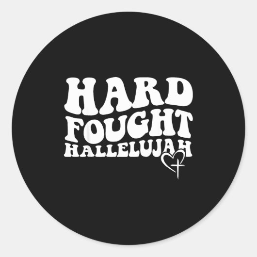 Hard Fought Hallelujah Retro Groovy Jesus Ronde Sticker (Voorkant)