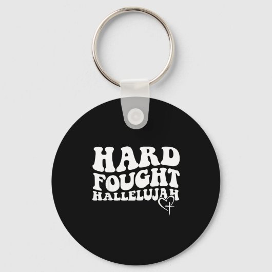 Hard Fought Hallelujah Retro Groovy Jesus Sleutelhanger (Voorkant)