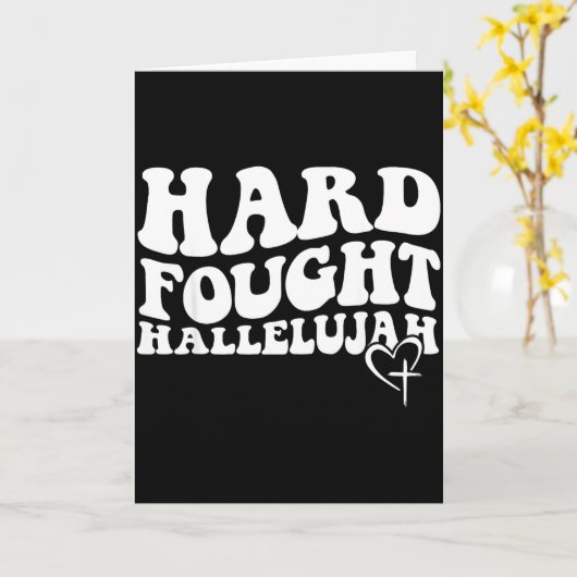 Hard Fought Hallelujah Retro Groovy Jezus Kaart (Gele Bloem)