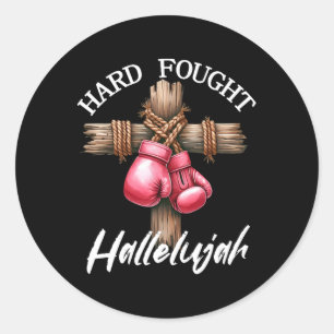 Hard gevochten Halleluja Bokshandschoenen God Gelo Ronde Sticker