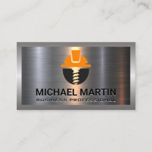 Hard Hat Schroef   Bouw Logo   Aluminium Visitekaartje