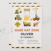 Hard Hat Zone Construction Site Birthday Party Kaart (Voorkant / Achterkant)