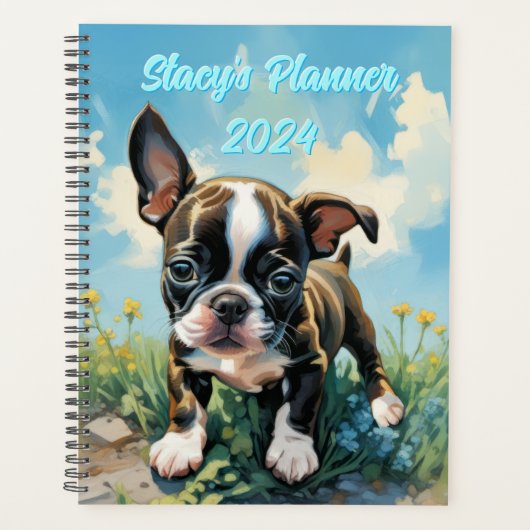 Hard Hoesje  Boston Terrier 2024 Planner (Voorkant)