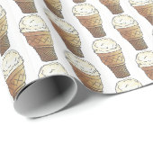 Hard Ice Cream Vanilla Scoop Cone Dessert Cadeaupapier (Rol Hoek)
