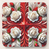Hard kunststof onderzetter met Engelse Rozen Desig (Voorkant)