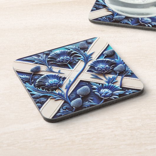 Hard kunststof onderzetter met Scottish Thistles D (Linkerzijde)