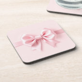 Hard kunststof onderzetter w Roze strik (Linkerzijde)