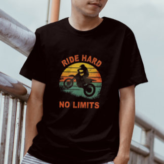 Hard No Limits Retro Sunset Graphic Tee for Bikers T-shirt