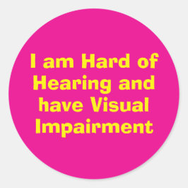 Hard of Hearing and Visual Impairment Pink Ronde Sticker