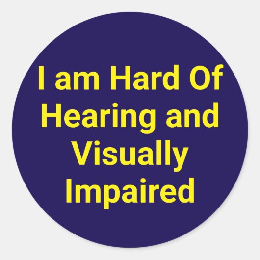 Hard of Hearing and Visually Impaired Blue Ronde Sticker (Voorkant)