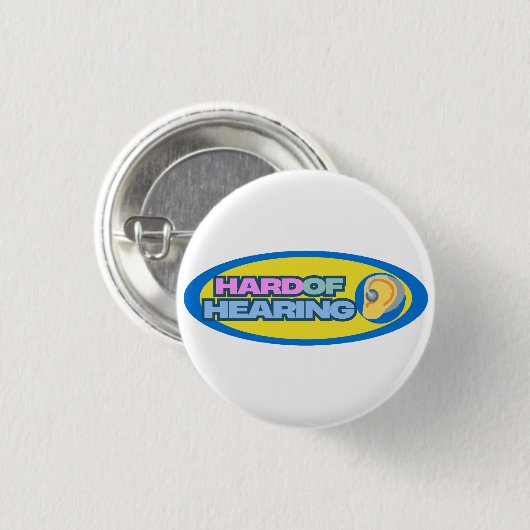 Hard Of Hearing Blauw en Geel thema Ronde Button 3,2 Cm (Voorkant /achterkant)