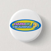 Hard Of Hearing Blauw en Geel thema Ronde Button 3,2 Cm (Voorkant)