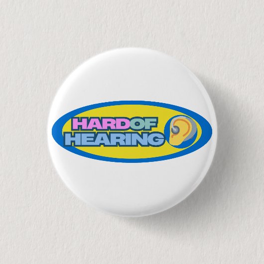 Hard Of Hearing Blauw en Geel thema Ronde Button 3,2 Cm (Voorkant)