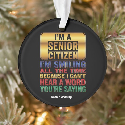 Hard of Hearing But Full of Humor Funny Elder Gift Ornament (Boom)