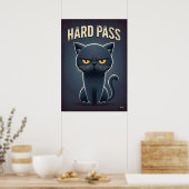Hard Pass Kat – Grappig Chagrijnig Tekenfilmfiguur Poster (Keuken)