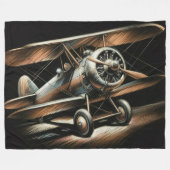 Hard Pastel Antiek tweedekker vleugelvliegtuig Fleece Deken (Voorkant (Horizontaal))
