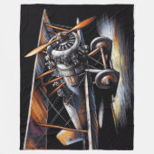 Hard Pastel Antiek tweedekker vleugelvliegtuig Fleece Deken (Voorkant)