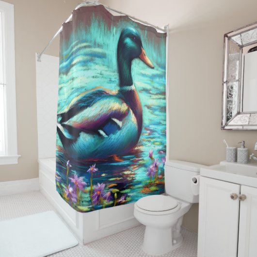 Hard Pastel Dr Awing Mallard Duck Douchegordijn (In situ)