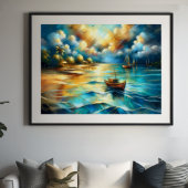 Hard Pastel Drawing Boats Water II Poster