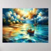 Hard Pastel Drawing Boats Water II Poster (Voorkant)