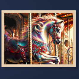 Hard Pastel Drawing Carrousel Paard Poster