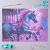 Hard Pastel Drawing Cool Tones Carousel Horse Tissuepapier (Craft)