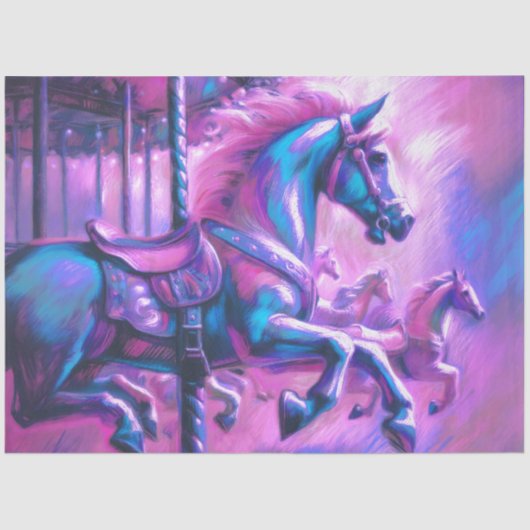 Hard Pastel Drawing Cool Tones Carousel Horse Tissuepapier (Voorkant)