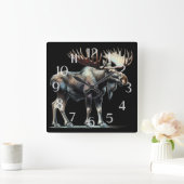 Hard Pastel Drawing Moose Vierkante Klok (Huis)