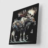 Hard Pastel Drawing Moose Vierkante Klok (Hoek)
