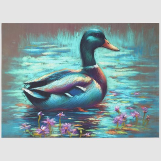 Hard Pastel Drawing Painting of a Mallard Duck Tissuepapier (Voorkant)