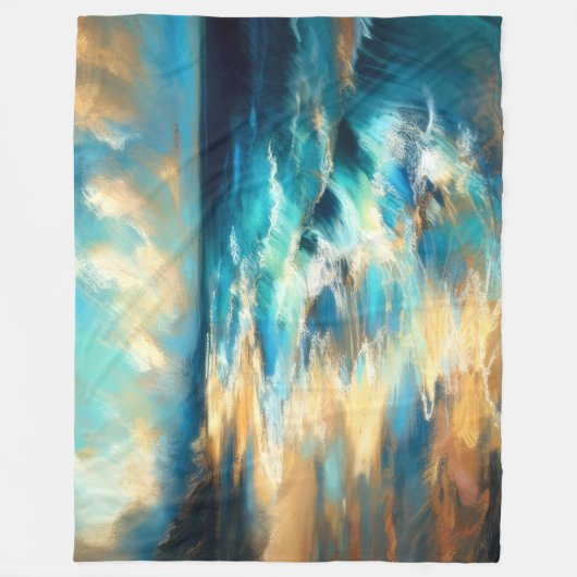 Hard Pastel Drawing Waves op een Strand Fleece Deken (Voorkant)